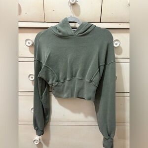 OFFLINE by Aerie Cropped Hoodie – Olive Green - Size Small
